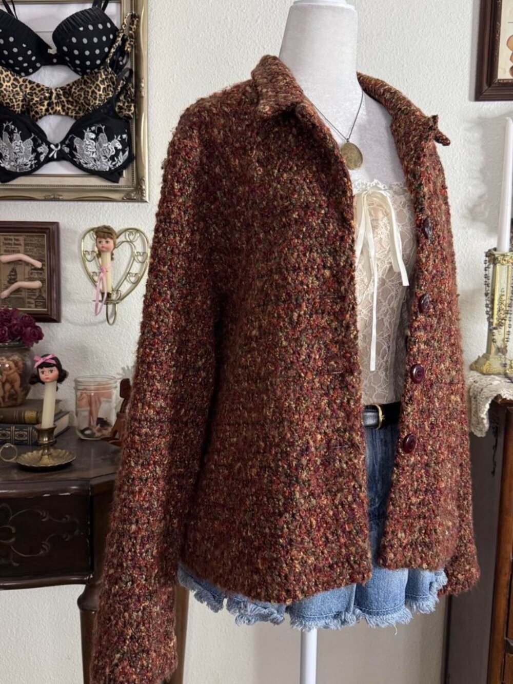 Vintage 90’s twee autumnal cozy whimsical multicolored jacket - Picture 3 of 5